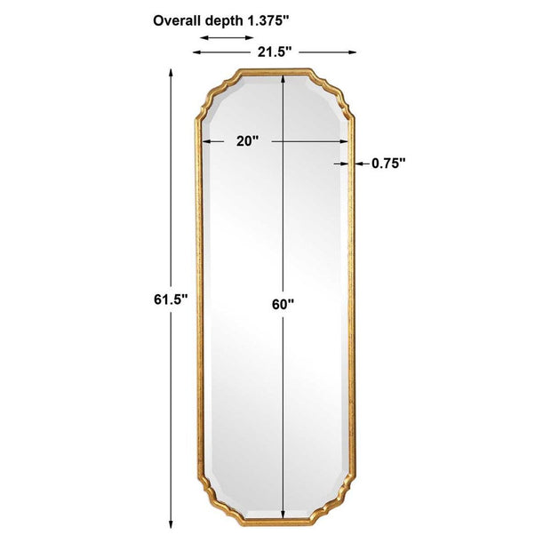 Casa Bella Living Elegant Curved Corners With Metallic Gold Leaf Frame Mirror