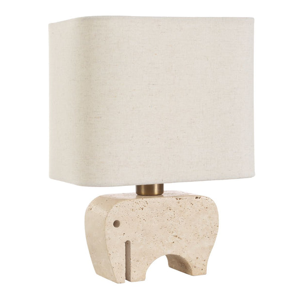 Uttermost Tusk Elephant Sculpture Beige Accent Lamp With Khaki Fabric Shade