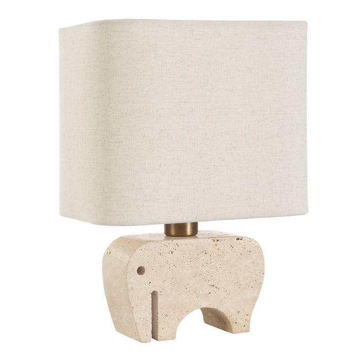Uttermost Tusk Elephant Sculpture Beige Accent Lamp With Khaki Fabric Shade