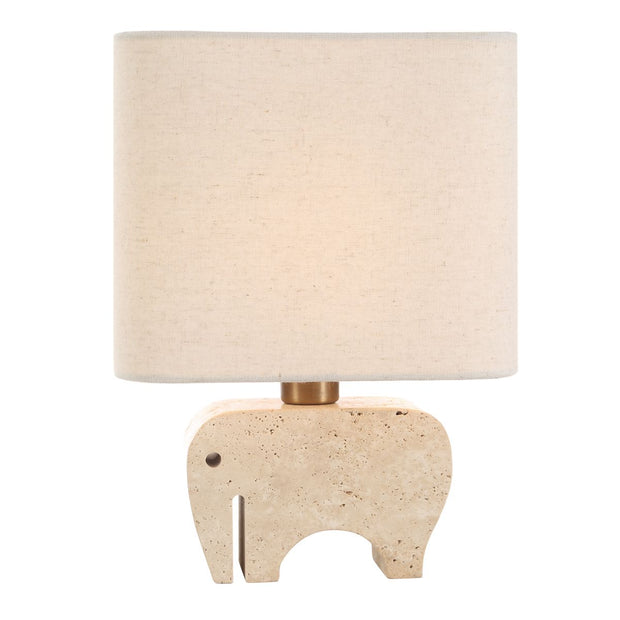 Uttermost Tusk Elephant Sculpture Beige Accent Lamp With Khaki Fabric Shade