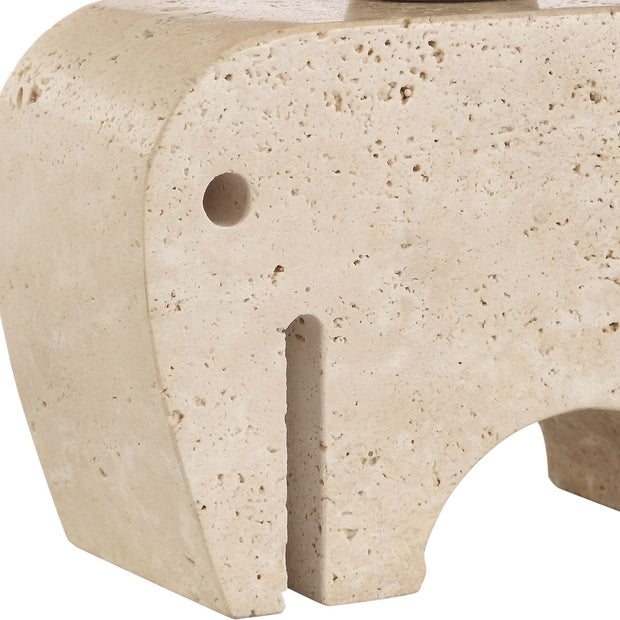 Uttermost Tusk Elephant Sculpture Beige Accent Lamp With Khaki Fabric Shade