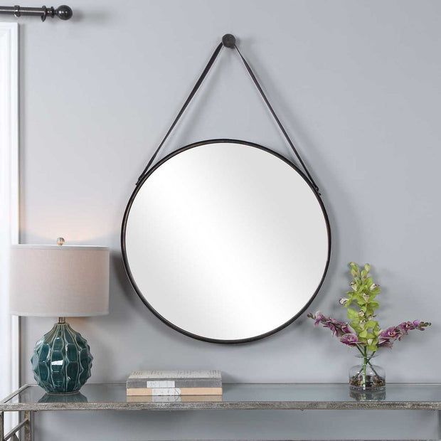 Casa Bella Living Antique Bronze Thick Framed Round Mirror