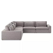 Four Hands Bloor 5 Piece Modular Deep Seating Sectional ~ Chess Pewter Upholstered Woven Fabric