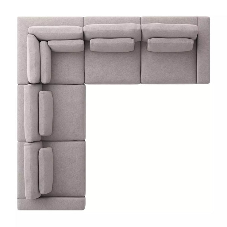 Four Hands Bloor 5 Piece Modular Deep Seating Sectional ~ Chess Pewter Upholstered Woven Fabric