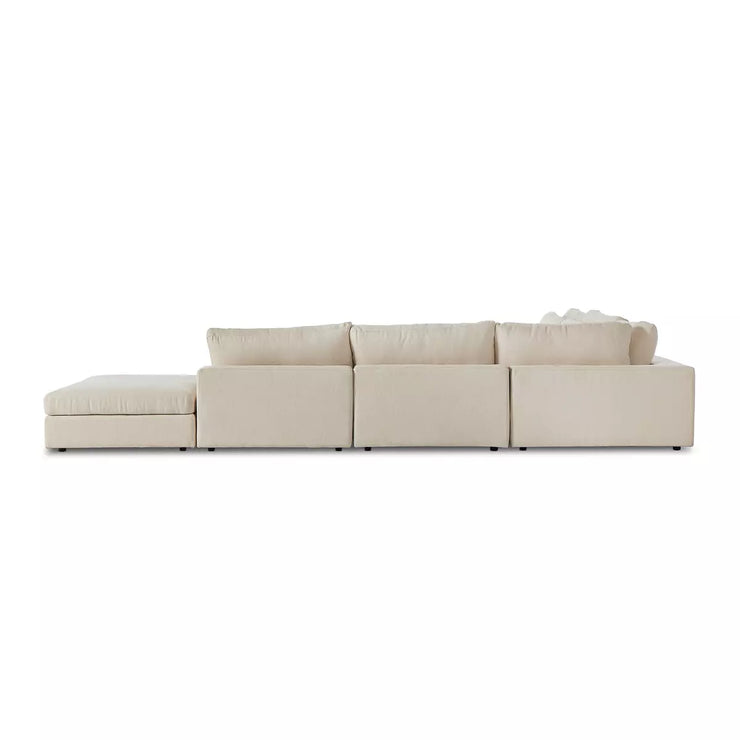 Four Hands Bloor 5 Piece Deep Seating Modular Left Arm Sectional With Ottoman ~ Clairmont Sand Upholstered Fabric