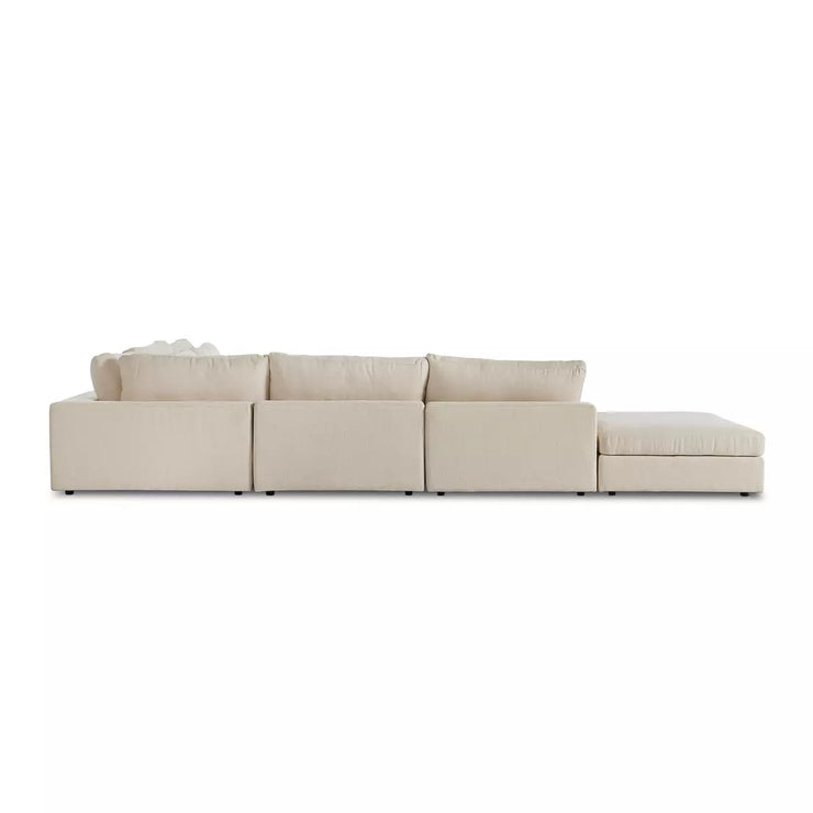Four Hands Bloor 5 Piece Deep Seating Modular Right Arm Sectional With Ottoman ~ Clairmont Sand Upholstered Fabric