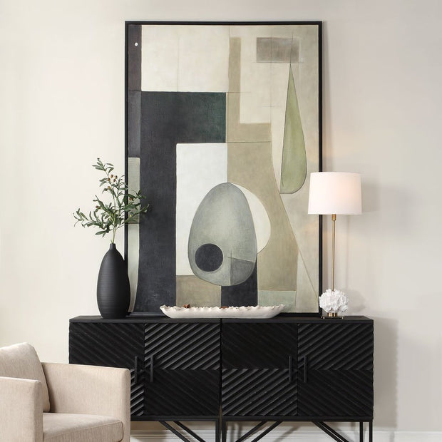 Uttermost Fair Trade Modern Hand Painted Canvas With Black Frame