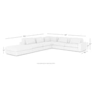 Four Hands Bloor 5 Piece Deep Seating Modular Right Arm Sectional With Ottoman ~ Essence Natural Upholstered Fabric