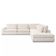 Four Hands Bloor 5 Piece Deep Seating Modular Left Arm Sectional With Ottoman ~ Essence Natural Upholstered Fabric