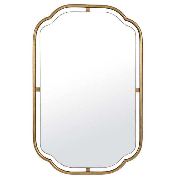 Casa Bella Living Antiqued Gold Leaf Concaved Corners Mirror