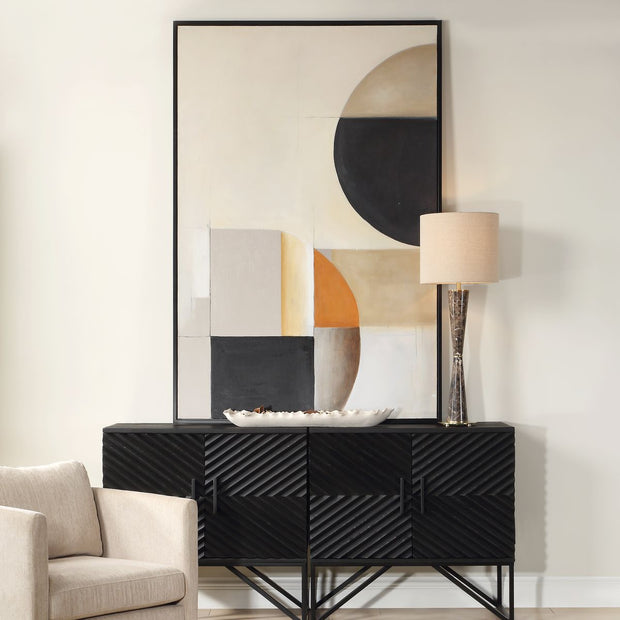 Uttermost Western Hemisphere Modern Hand Painted Canvas With Black Gallery Frame