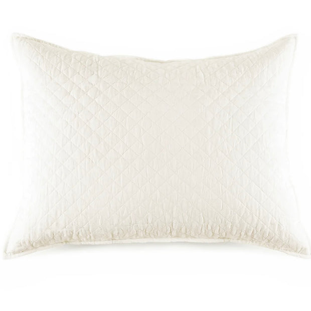 Pom Pom at Home Hampton Cream Linen Diamond Quilted Big Pillow With Insert ~ 28" X 36"