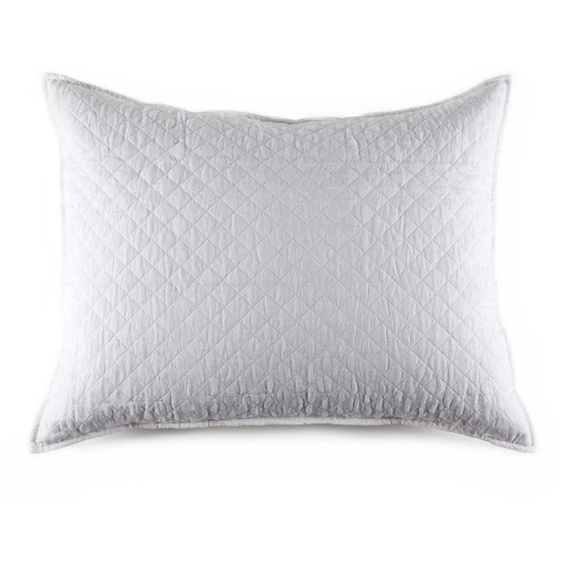 Pom Pom at Home Hampton White Linen Diamond Quilted Big Pillow With Insert ~ 28" X 36"