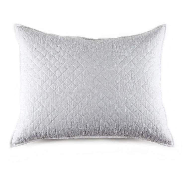 Pom Pom at Home Hampton White Linen Diamond Quilted Big Pillow With Insert ~ 28" X 36"