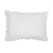 Pom Pom at Home Charlie White Linen Ruffled Big Pillow with Insert  ~ 28” x 36”