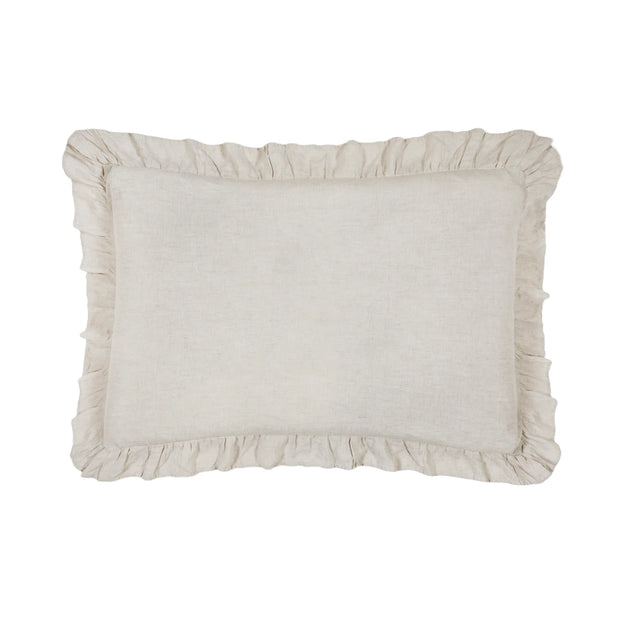 Pom Pom at Home Charlie Flax Linen Ruffled Big Pillow with Insert  ~ 28” x 36”