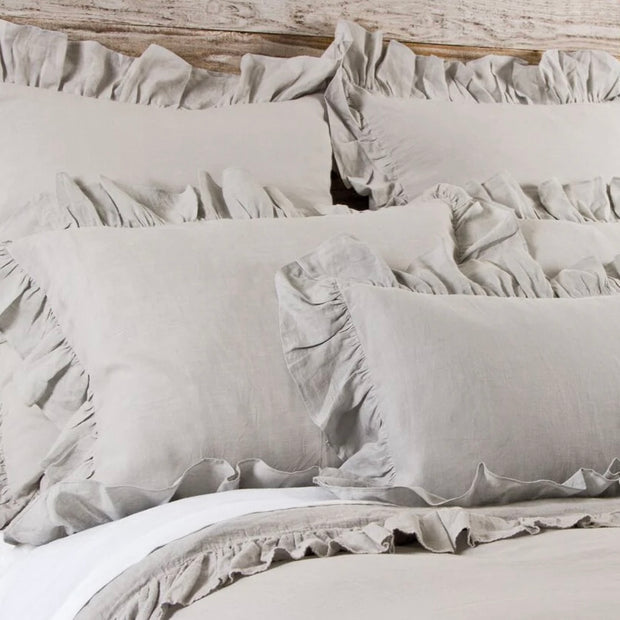 Pom Pom at Home Charlie Flax Linen Ruffled Big Pillow with Insert  ~ 28” x 36”