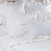 Pom Pom at Home Charlie White Linen Ruffled Big Pillow with Insert  ~ 28” x 36”