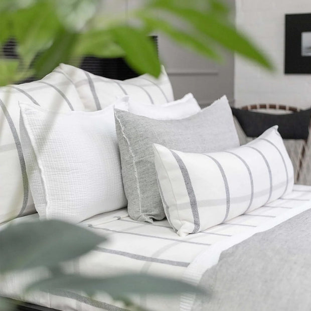 Pom Pom at Home Copenhagen White and Grey Pillow with Insert ~ 14 x 40