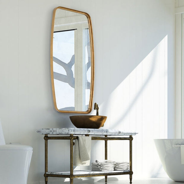 Casa Bella Living Thick Gold Leaf Metal Band Framed Mirror