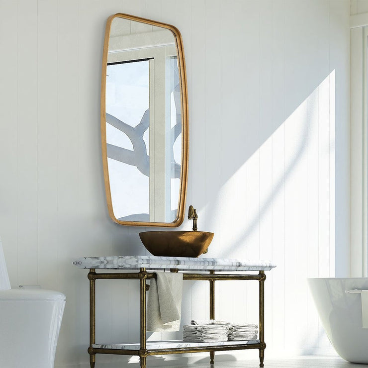 Casa Bella Living Thick Gold Leaf Metal Band Framed Mirror