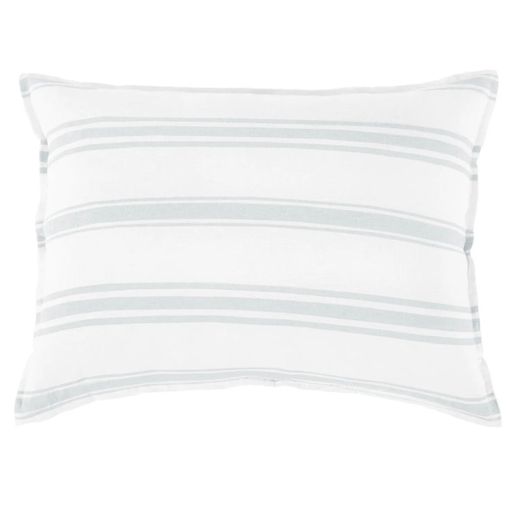 Pom Pom at Home Jackson White and Ocean Striped Linen Big Pillow with Insert ~ 28” x 36” (Copy)