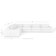 Four Hands Bloor 6 Piece Modular Deep Seating Sectional ~ Chess Pewter Upholstered Woven Fabric