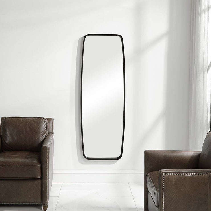 Casa Bella Living Rounded Corners Matte Black Metal Tubing Mirror