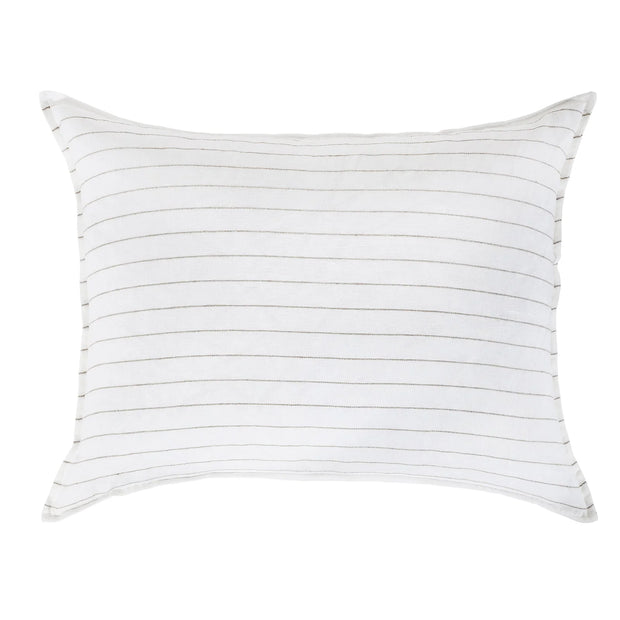 Pom Pom at Home Blake White and Natural Linen Striped Big Pillow with Insert  ~ 28 x 36