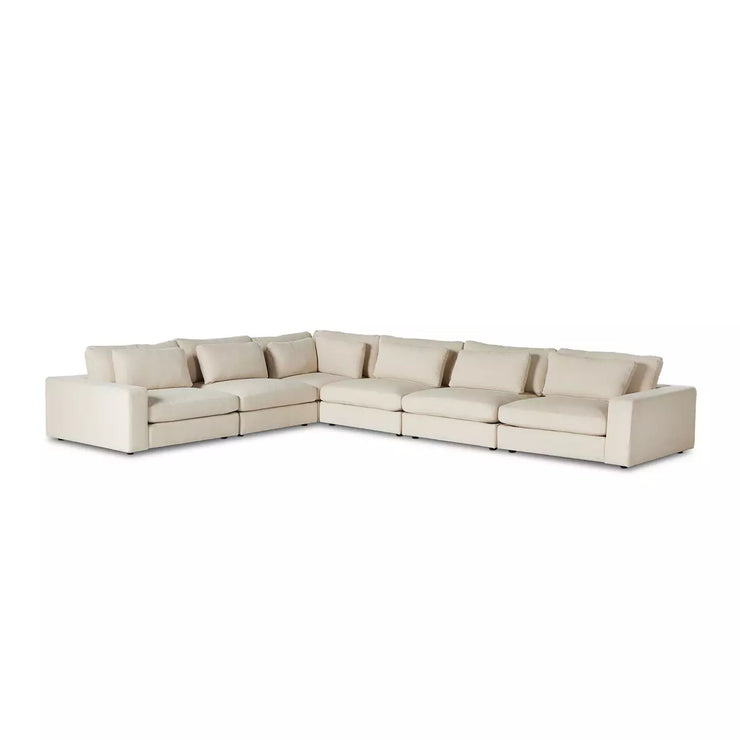 Four Hands Bloor 6 Piece Modular Deep Seating Sectional ~ Clairmont Sand Upholstered Woven Fabric