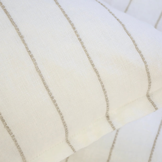 Pom Pom at Home Blake White and Natural Linen Striped Big Pillow with Insert  ~ 28 x 36