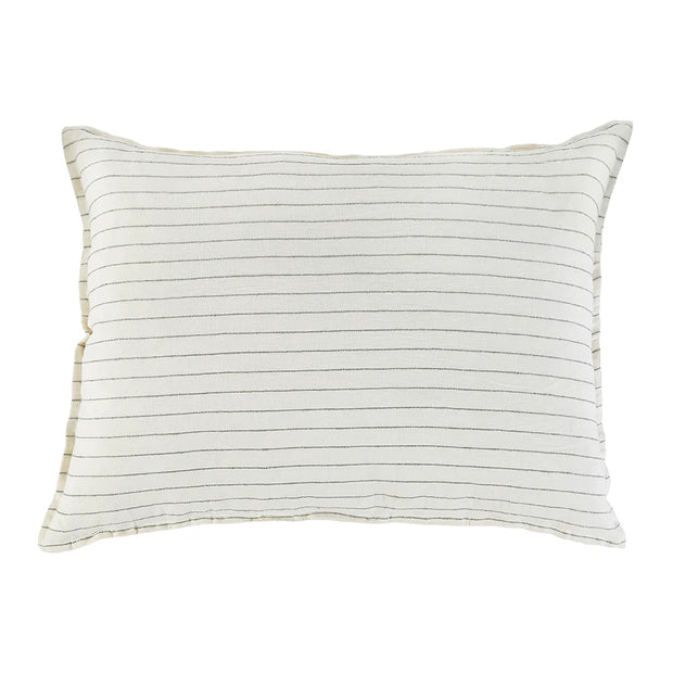 Pom Pom at Home Blake Cream and Grey Linen Striped Big Pillow with Insert  ~ 28 x 36
