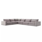 Four Hands Bloor 6 Piece Modular Deep Seating Sectional ~ Chess Pewter Upholstered Woven Fabric