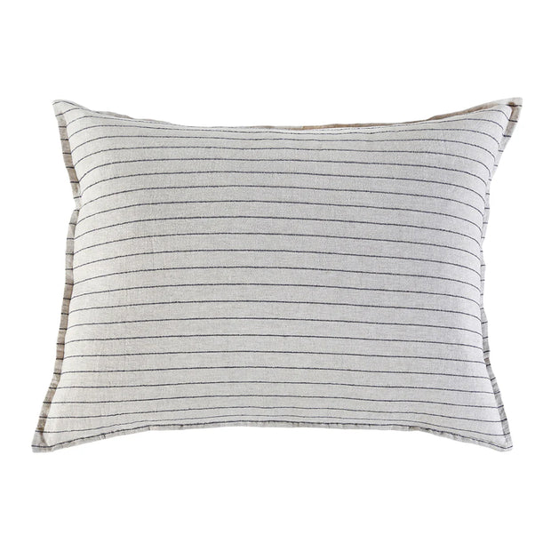 Pom Pom at Home Blake Flax and Midnight Linen Striped Big Pillow with Insert  ~ 28 x 36