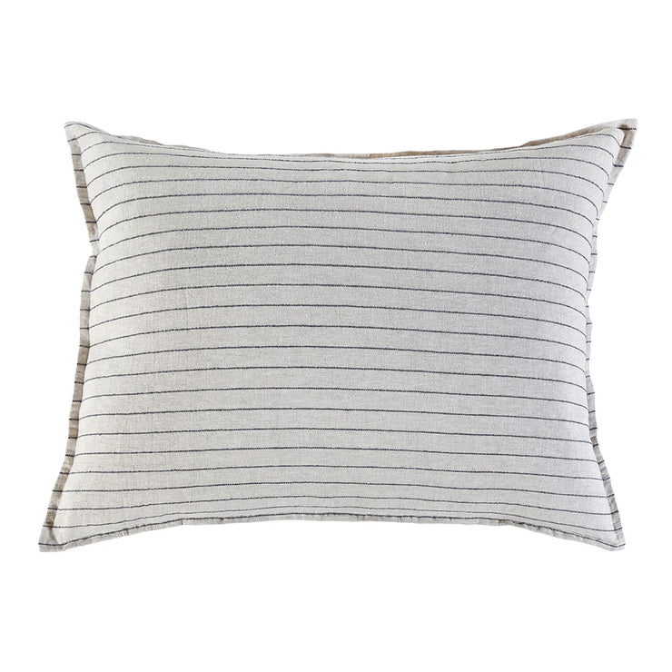 Pom Pom at Home Blake Flax and Midnight Linen Striped Big Pillow with Insert  ~ 28 x 36