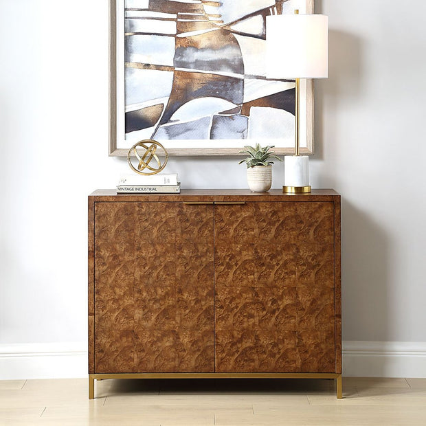 Uttermost Jethro Rich Burl 2 Door Cabinet With Gold Accents