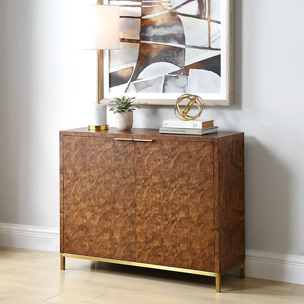 Uttermost Jethro Rich Burl 2 Door Cabinet With Gold Accents