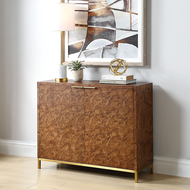 Uttermost Jethro Rich Burl 2 Door Cabinet With Gold Accents
