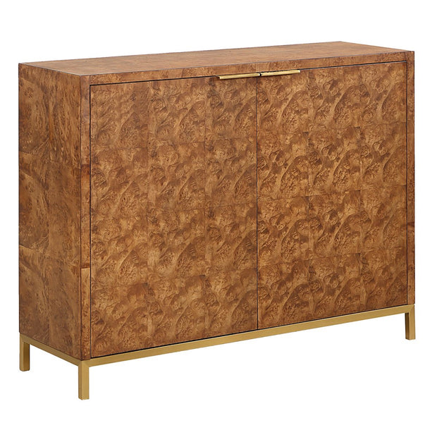 Uttermost Jethro Rich Burl 2 Door Cabinet With Gold Accents