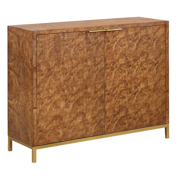 Uttermost Jethro Rich Burl 2 Door Cabinet With Gold Accents