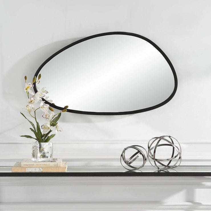 Casa Bella Living Matte Black Asymmetrical Frame Mirror