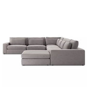Four Hands Bloor 6 Piece Modular Deep Seating Sectional With Ottoman ~ Chess Pewter Upholstered Woven Fabric