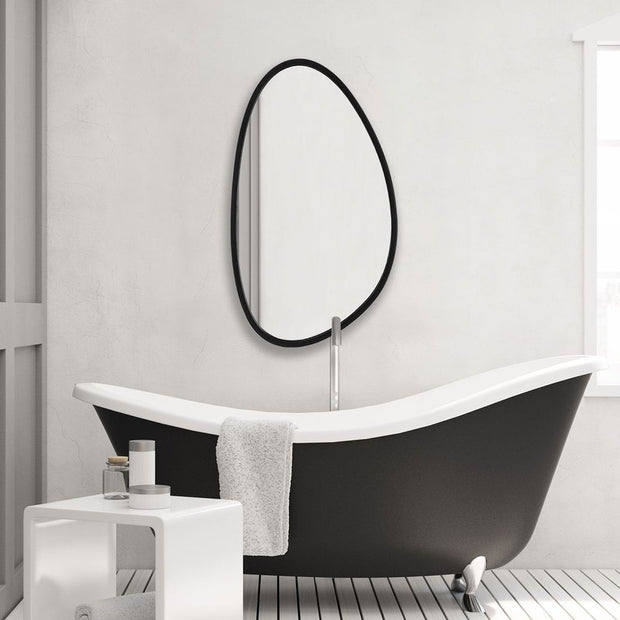 Casa Bella Living Matte Black Asymmetrical Frame Mirror