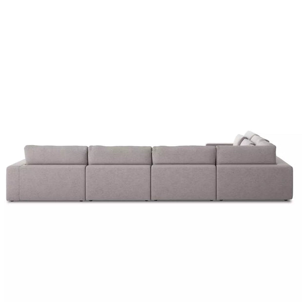 Four Hands Bloor 6 Piece Modular Deep Seating Sectional With Ottoman ~ Chess Pewter Upholstered Woven Fabric