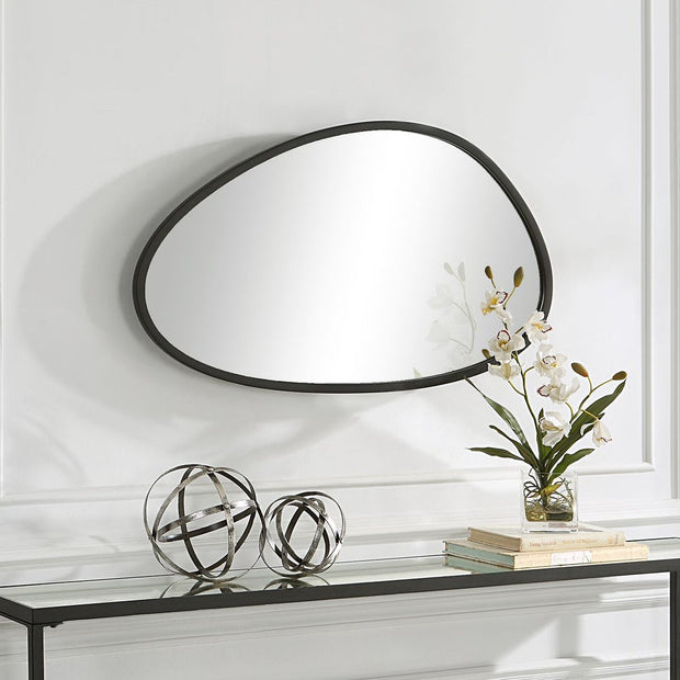 Casa Bella Living Matte Black Asymmetrical Frame Mirror