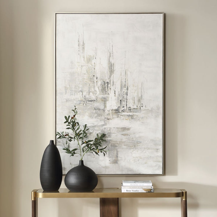 Uttermost Hours In Silence Hand Painted Canvas With Gold Frame