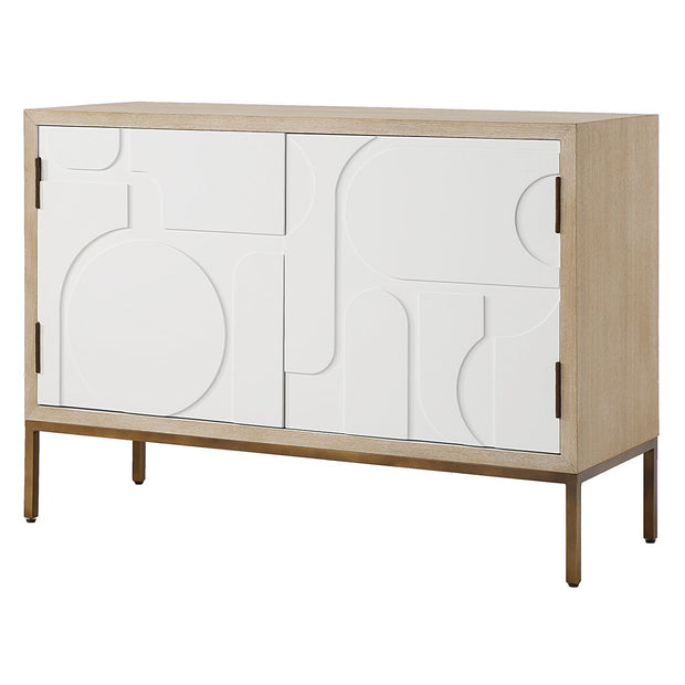 Uttermost Weimar Contemporary Geometric Cream 2 Door Cabinet