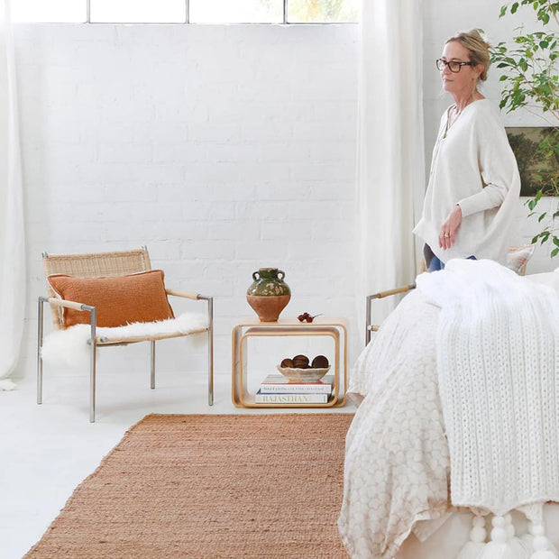 Pom Pom at Home Humboldt Hand Woven Linen and Fleece Sherpa Pillow with Insert ~ 14 x 24 ~ Available in 6 Colors