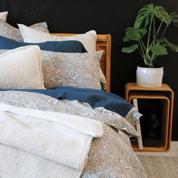 Pom Pom at Home Humboldt Hand Woven Linen and Fleece Sherpa Pillow with Insert ~ 14 x 24 ~ Available in 6 Colors