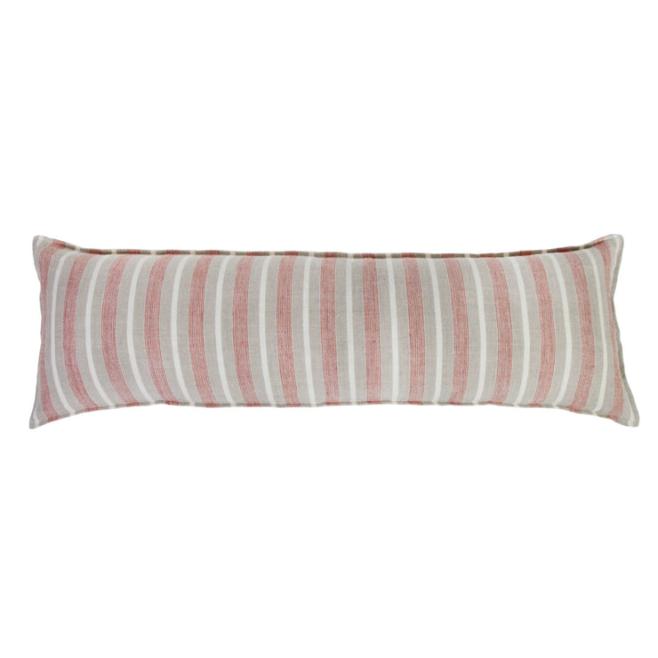 Pom Pom at Home Montecito Terracotta and Natural Linen Striped Body Pillow with Insert  ~ 18 x 60